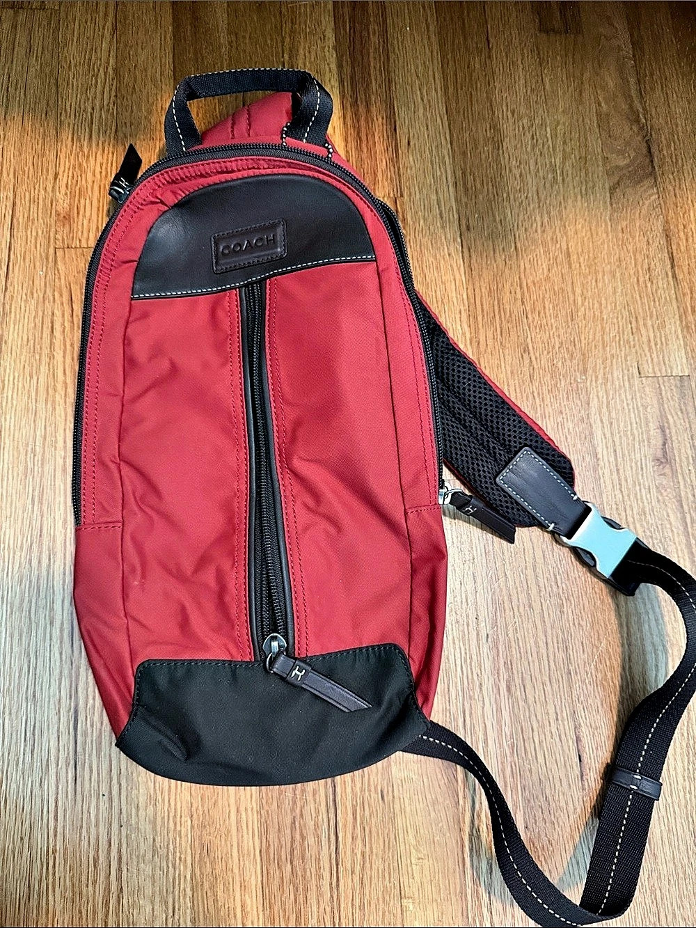 Coach Varick Nylon Sling Pack Red & Black